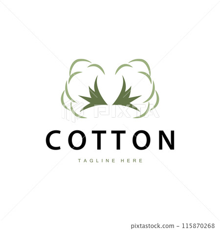 cotton logo design flower soft cotton organic plant textile material clothing illustration template 115870268