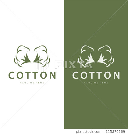 cotton logo design flower soft cotton organic plant textile material clothing illustration template 115870269