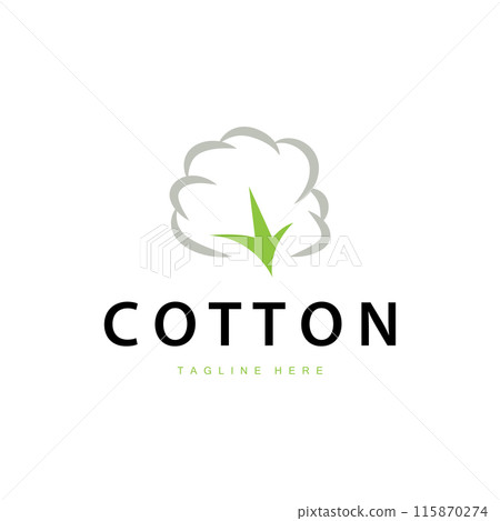 cotton logo design flower soft cotton organic plant textile material clothing illustration template 115870274