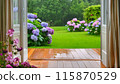 Hydrangeas blooming in the garden (AI-generated image) 115870529