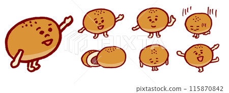 可愛的棕色紅豆包人物插畫 115870842