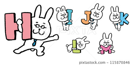 Character material of a teacher-like rabbit wearing a tie and glasses 115870846