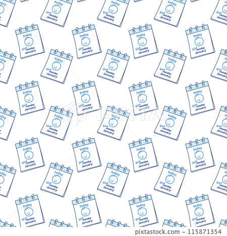 Calendar Pages with Sad Faces and inscription Today Blue Monday Seamless pattern In trendy blue 115871354