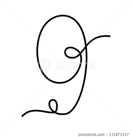 9 continuous line. Number nine Hand lettering concept in minimalist style. Line Art design idea 115871357