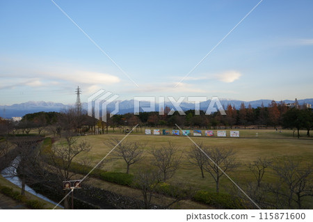 Tateyama mountain range seen from Inari Park in Toyama City 2 Tateyama mountain range seen from Inari Park in Toyama City 2 115871600