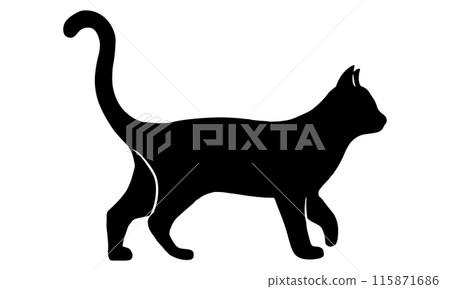 Walking cat silhouette 115871686