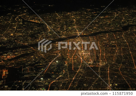 Aerial view of the city at night Aerial view of the city at night 115871950
