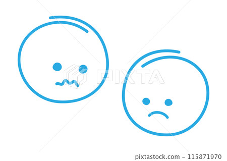 Hand drawn sad smiley faces in trendy blue Blue Monday greetings Minimalistic design concept Isolate 115871970