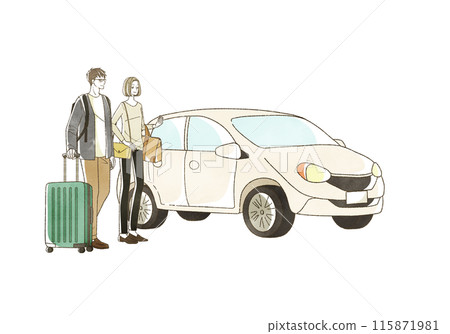 Men and women traveling by car Men and women traveling by car 115871981