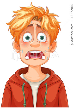 Surprised and Sweating Cartoon Boy 115872002