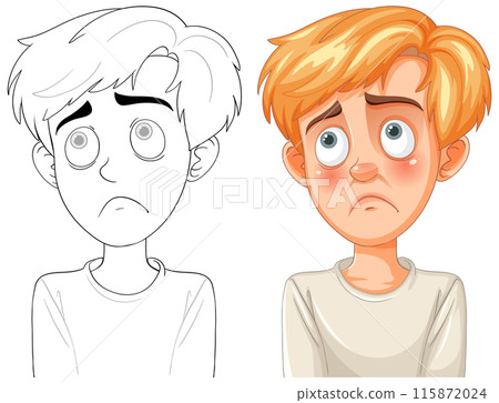 Sad Boy with Worried Expression Sad Boy with Worried Expression 115872024