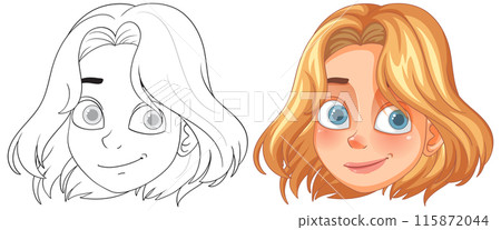 Smiling Cartoon Character Face 115872044