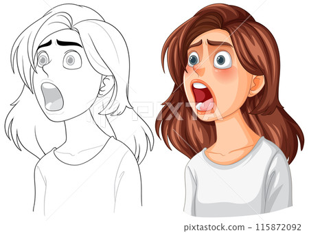 Surprised Woman's Expression Illustration 115872092