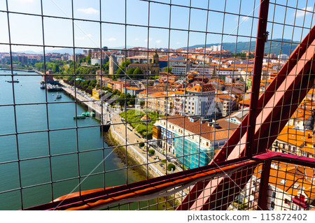 View from Vizcaya Bridge of Portugalete cityscape 115872402