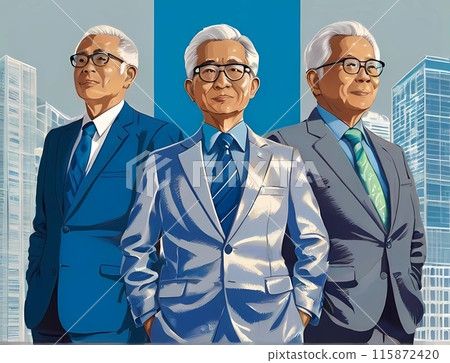 老年辦公室職員和商人三人組的插圖 115872420