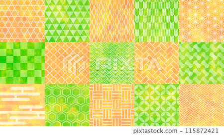 日本圖案背景材質橘色和綠色 115872421
