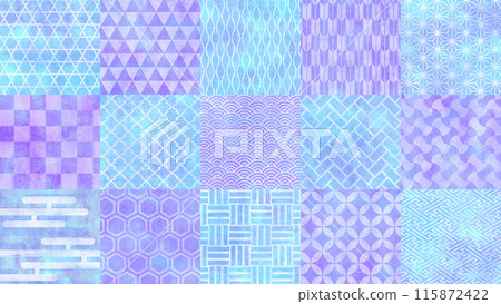 日式圖案背景素材藍色和紫色 115872422