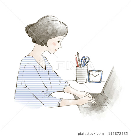 Woman working on a laptop Woman working on a laptop 115872585