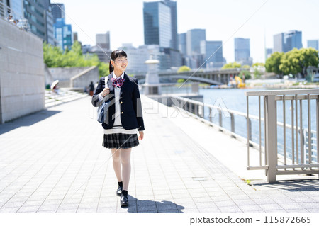 School girls going to school School girls going to school 115872665
