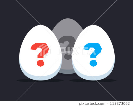 three eggs with different color of question marks. Vector Illustration 115873062