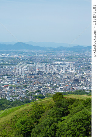 View of Nara city from Mount Wakakusa, Nara Prefecture 115873193