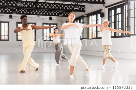 Dancers training modern dance movements 115873325