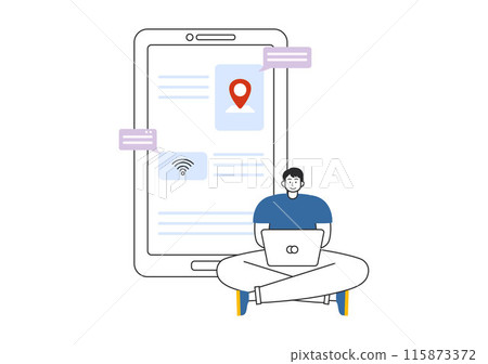 Intranet Internet Network Connection Technology Vector Illustration to Share Confidential Company Information and Website in Flat Cartoon Background Intranet Internet Network Connection Technology Vector Illustration to Share Confidential Company Information and Website in Flat Cartoon Background 115873372