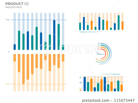 Project business analysis charts in color. Vector illustration. Project business analysis charts in color. Vector illustration. 115873447
