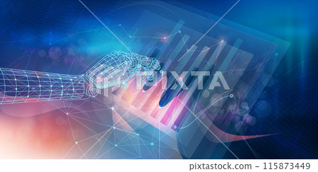 Digital infographic with visual graph of economic growth and financial data analysis. Digital infographic with visual graph of economic growth and financial data analysis. 115873449