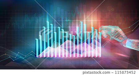 Abstract financial holographic graph combining business ideas and technologies 115873452