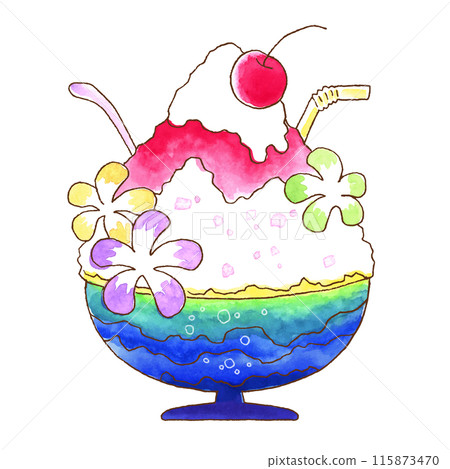 色彩繽紛可愛的刨冰插畫 115873470