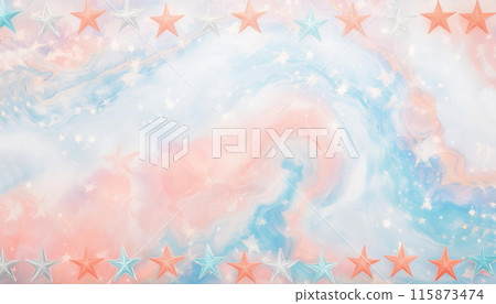 大理石背景上散佈著彩色星星的材料，帶有邊距，AI 生成的圖像 (Adobe Firefly) 115873474