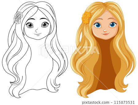 Hippy Girl Character Illustration 115873531