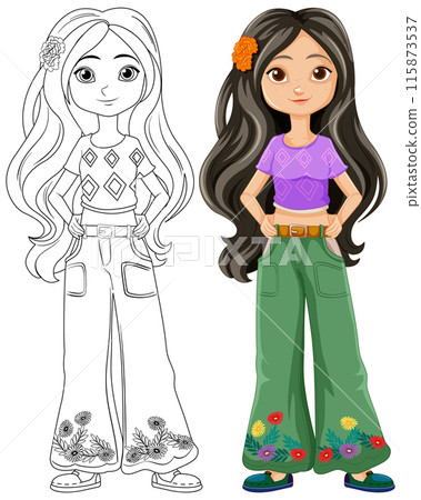 Hippy Girl Character Illustration Hippy Girl Character Illustration 115873537
