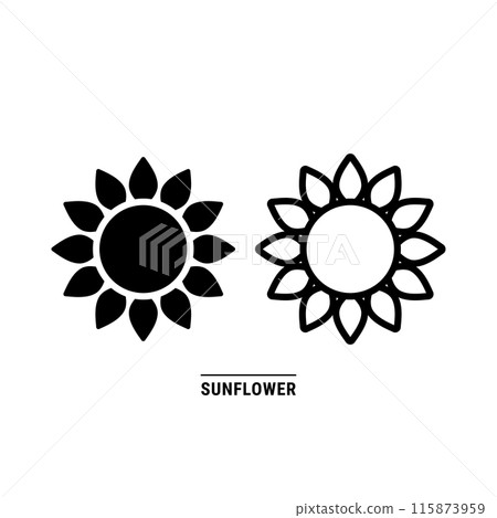簡單的花圖標集向日葵 115873959