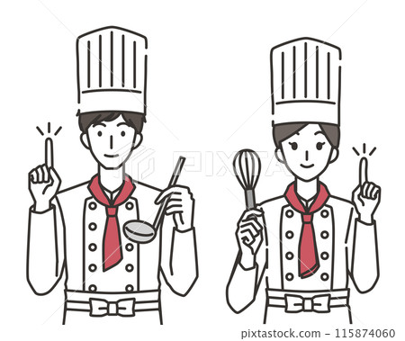 廚師男女在指點姿勢 115874060