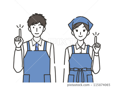 指向姿勢的男性和女性職員 指向姿勢的男性和女性職員 115874065