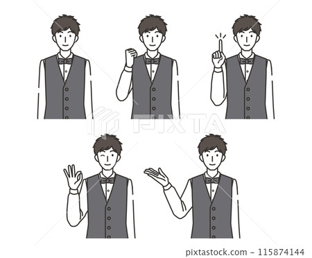 Waiter male illustration set 115874144