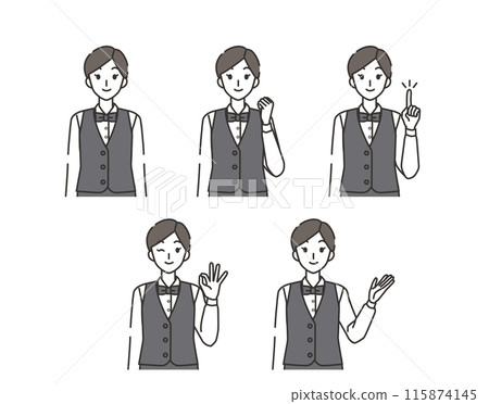 Waitress woman illustration set 115874145