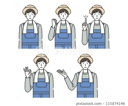 Illustration set of farmer men 115874146