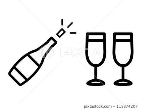 香檳圖標 香檳圖標 115874207