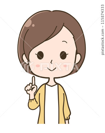 Illustration of an upper body of a woman pointing Illustration of an upper body of a woman pointing 115874333