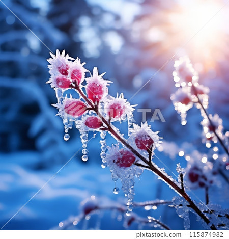 Frozen branch background photo Frozen branch background photo 115874982