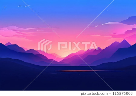 The mountains are covered in a beautiful blue sky 115875003