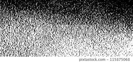 Black gritty grunge texture. Grain photocopy overlay background. Distressed noise surface with dust, sand, particles, specks, speckles. Rough dirty granule lino backdrop of concrete, cement. Vector 115875068