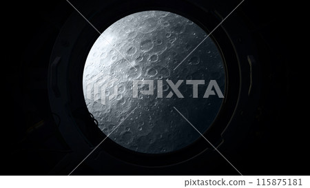 Close-up of the lunar surface from a spacecraft porthole. Close-up of the lunar surface from a spacecraft porthole. 115875181