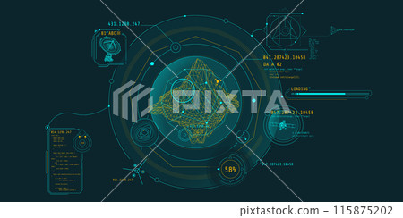 Futuristic HUD interface for planetary geological exploration. Futuristic HUD interface for planetary geological exploration. 115875202