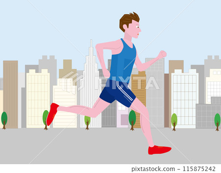 Illustration of a men's marathon in athletics. 115875242