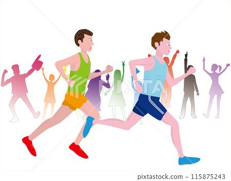 Illustration of a men's marathon in athletics. 115875243