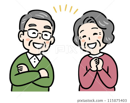 老夫婦微笑著，開心 115875403